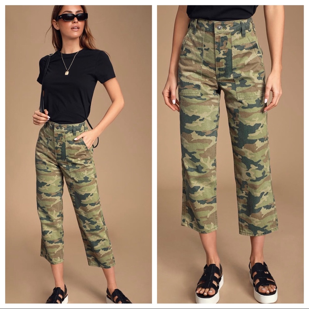 Free People NWT Camo High Waisted Wide Leg Jean 28